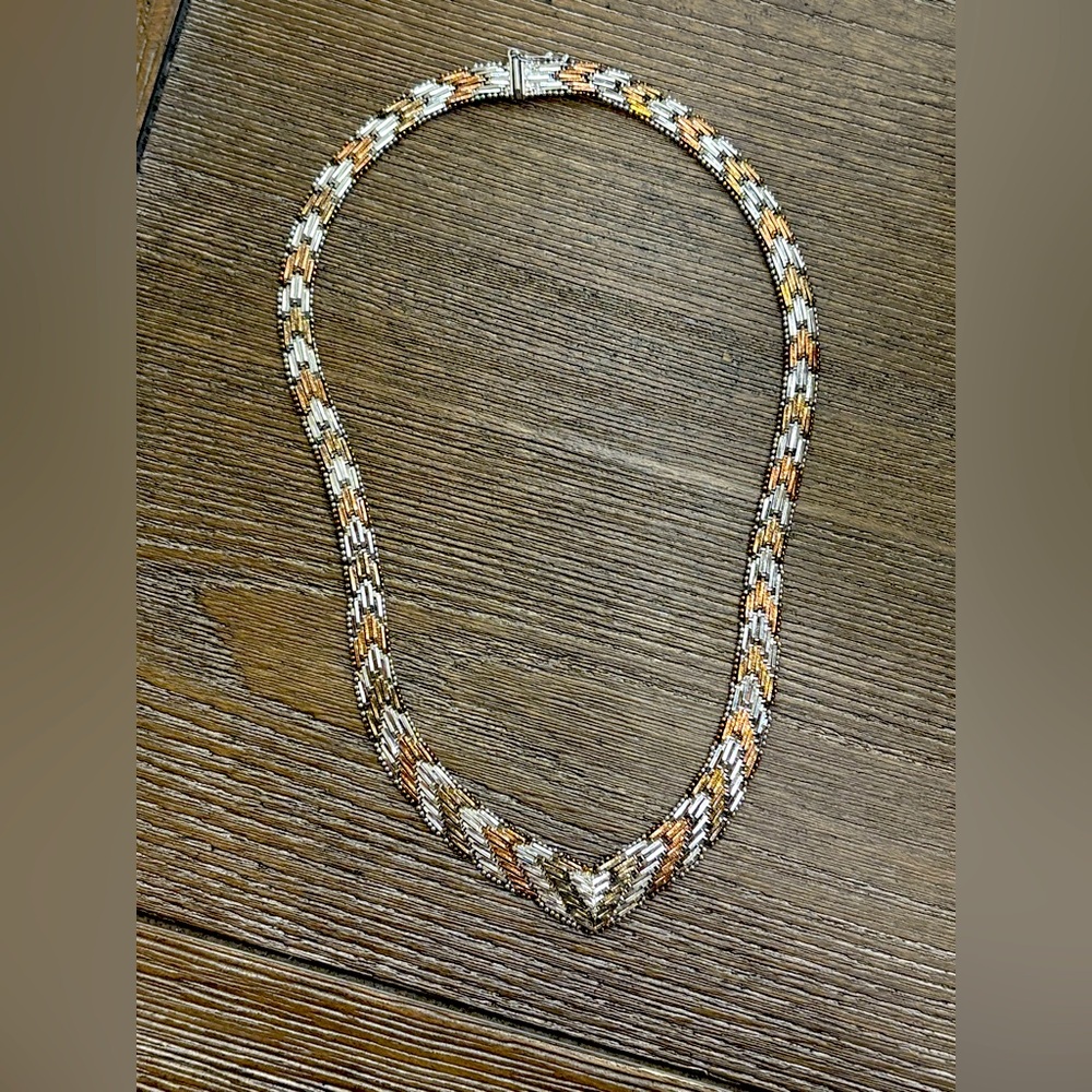 Tri Color Vintage Necklace. Sterling .925